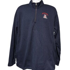Champion University Of Arizona 1/4 Zip Fur Collared Sweater Navy Blue XXL NEW